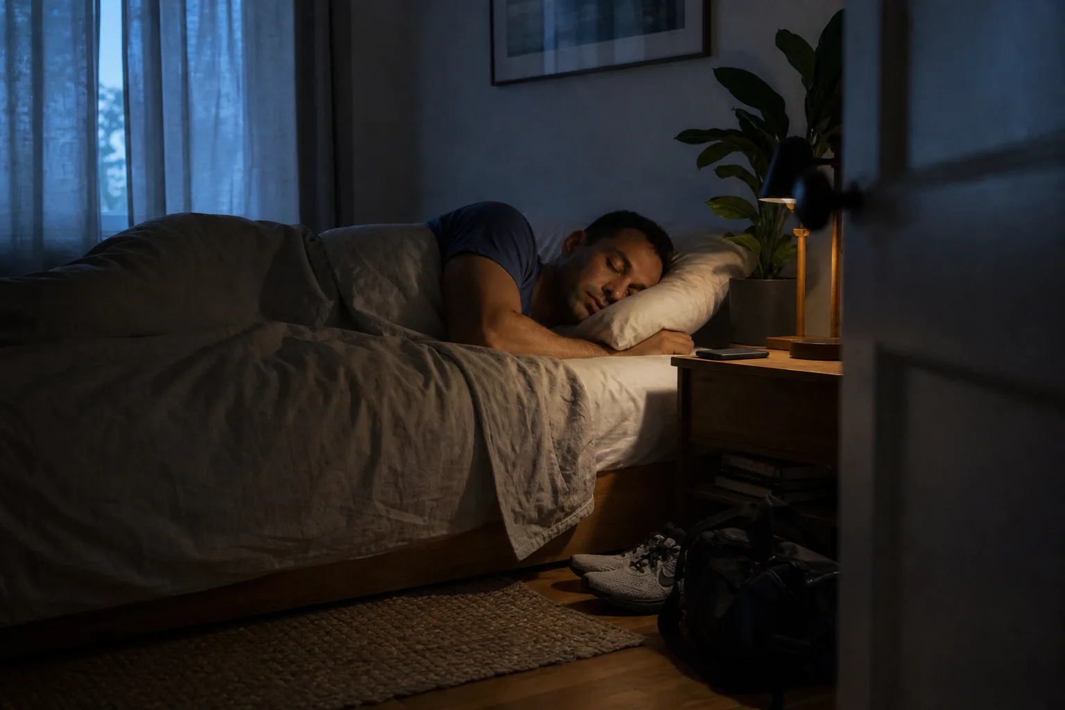 Athlete sleeping before an early training session
